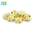 Venta caliente IA0206 Chapado en oro Metal Cobre AB Color Rhinestone Spacer Beads para la venta